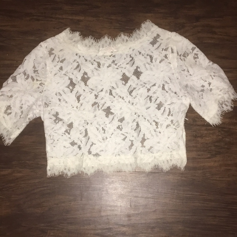 White lace crop top